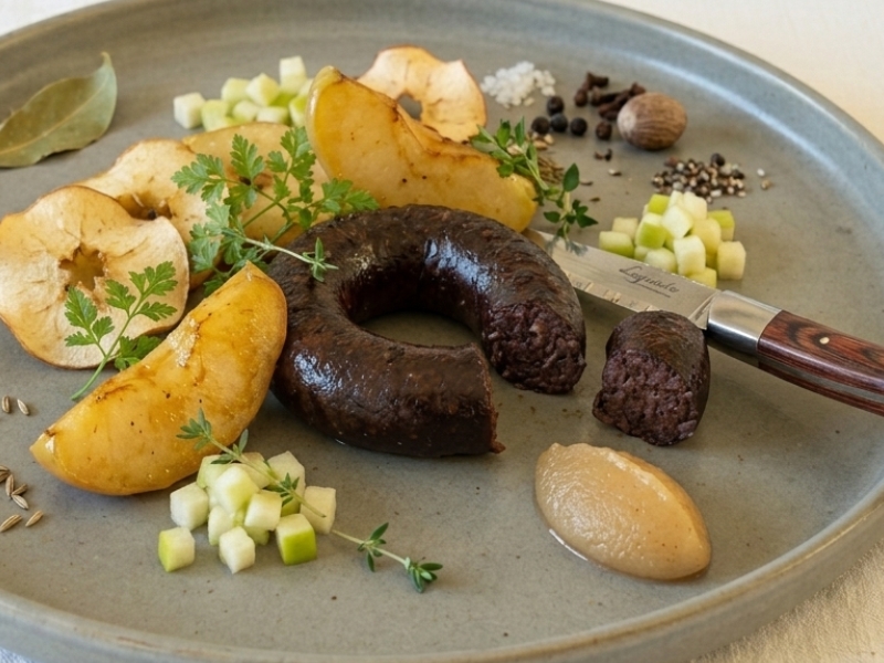 Charcuterie cabrol assiette de boudin noir aux pommes