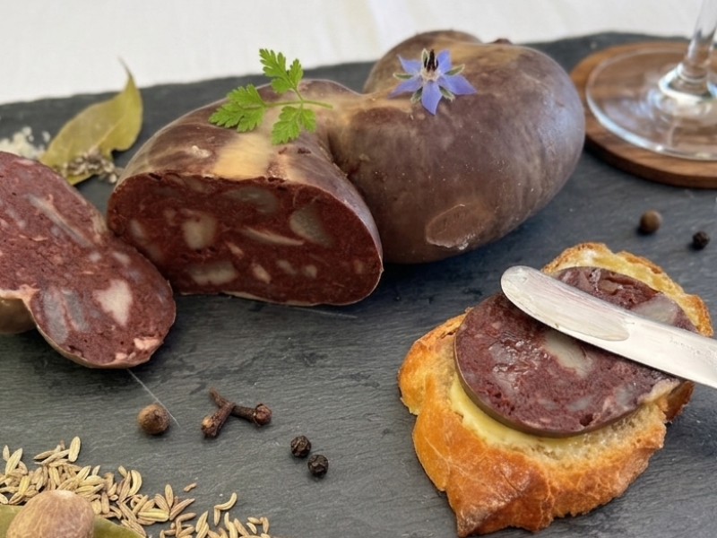 Charcuterie cabrol boudin noir sur planche