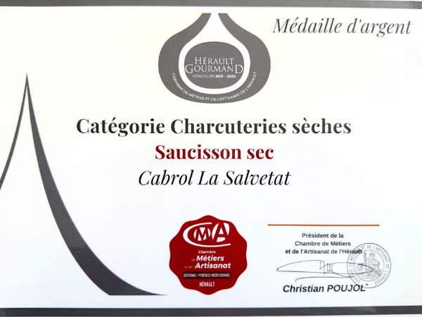 Médaille Argent 2019-2020 Saucisson