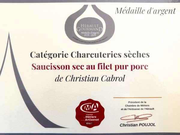 Médaille Argent 2021-2022 Saucisson sec