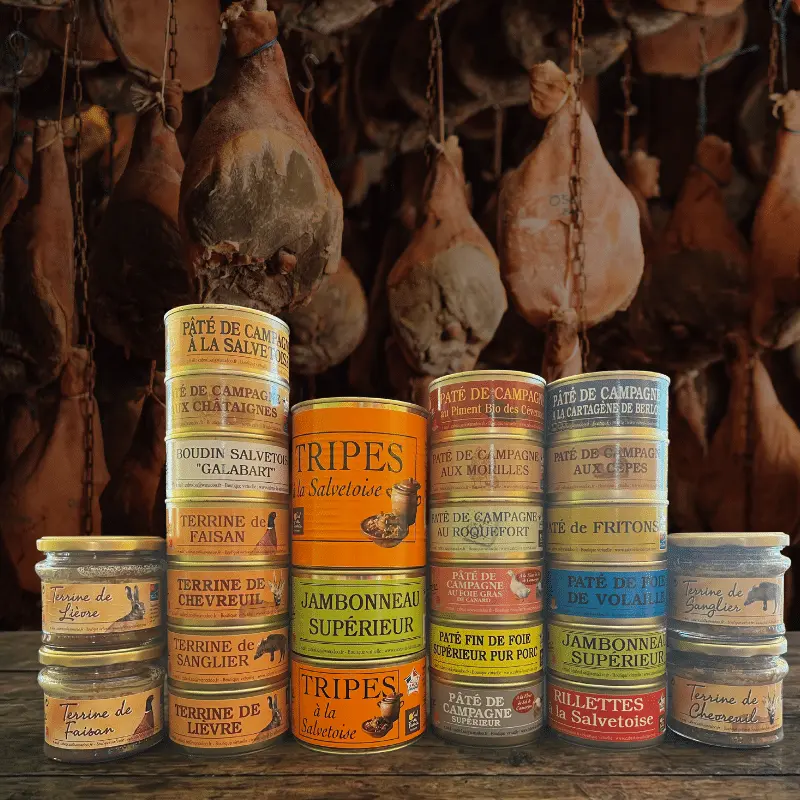 Charcuterie Cabrol les conserves fond jambons